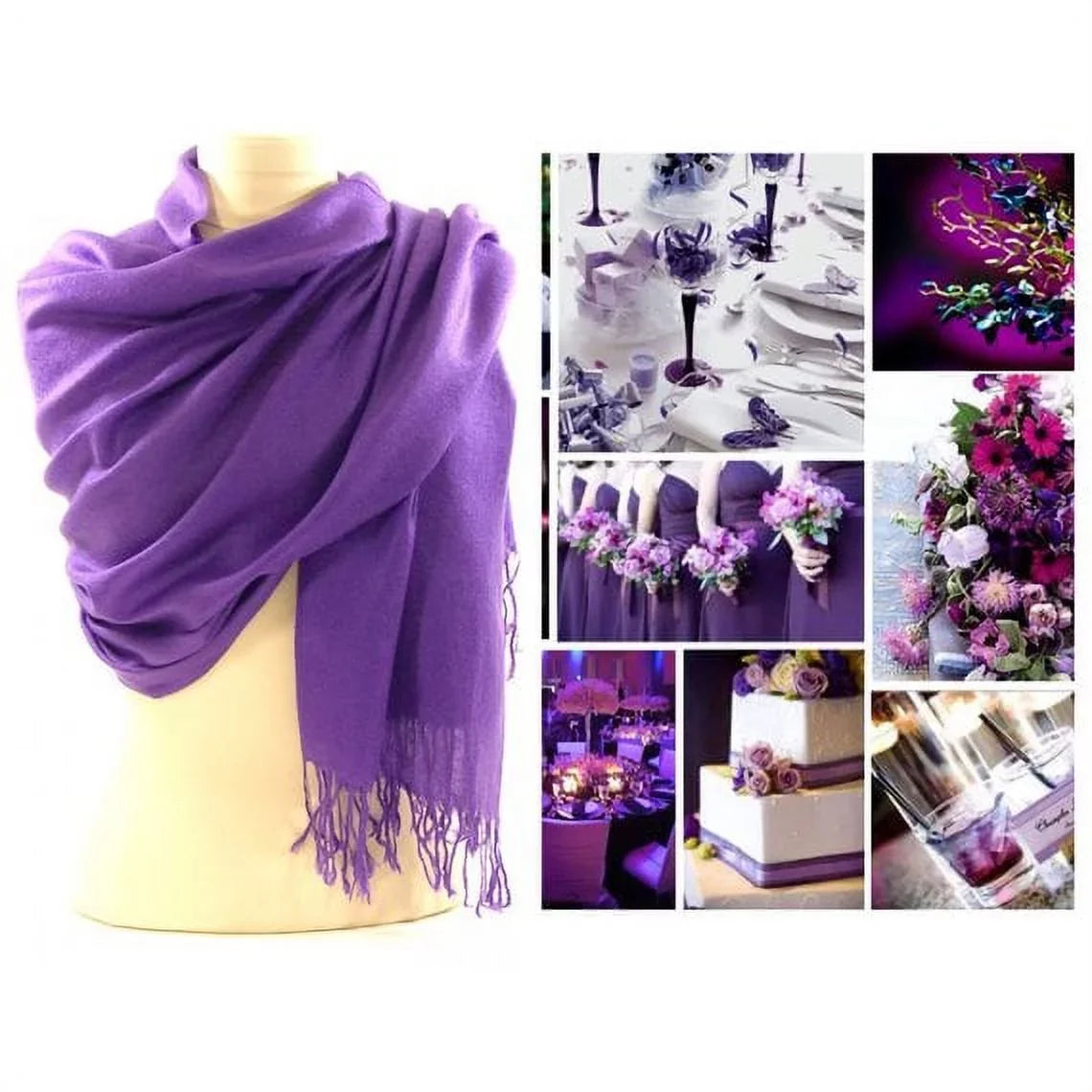 Wedding 10 Set Shawl Bridesmaid Shawl, of Bridal Violet Shawl, (Violet) Pashmina Wrap, Purple Scarf