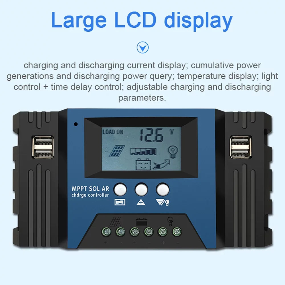Battery Display USB Output 4 Focus 30A Solar Adjustable LCD Charge 12/24V Controller Intelligent Setting Solar Parameter Auto Panel with Controller Timer Vistreck Regulator