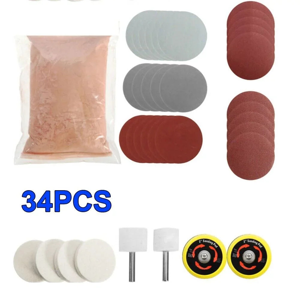 Remover,Glass 8OZ Pad Polishing Scratch Kit Deep New Wheel Cerium Oxide 2 U &