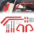 Aluminum Bar Coated Set Rear Wrangler for & JK Jeep Handles Front Grab 07-18 Full WEISEN- Red Powder