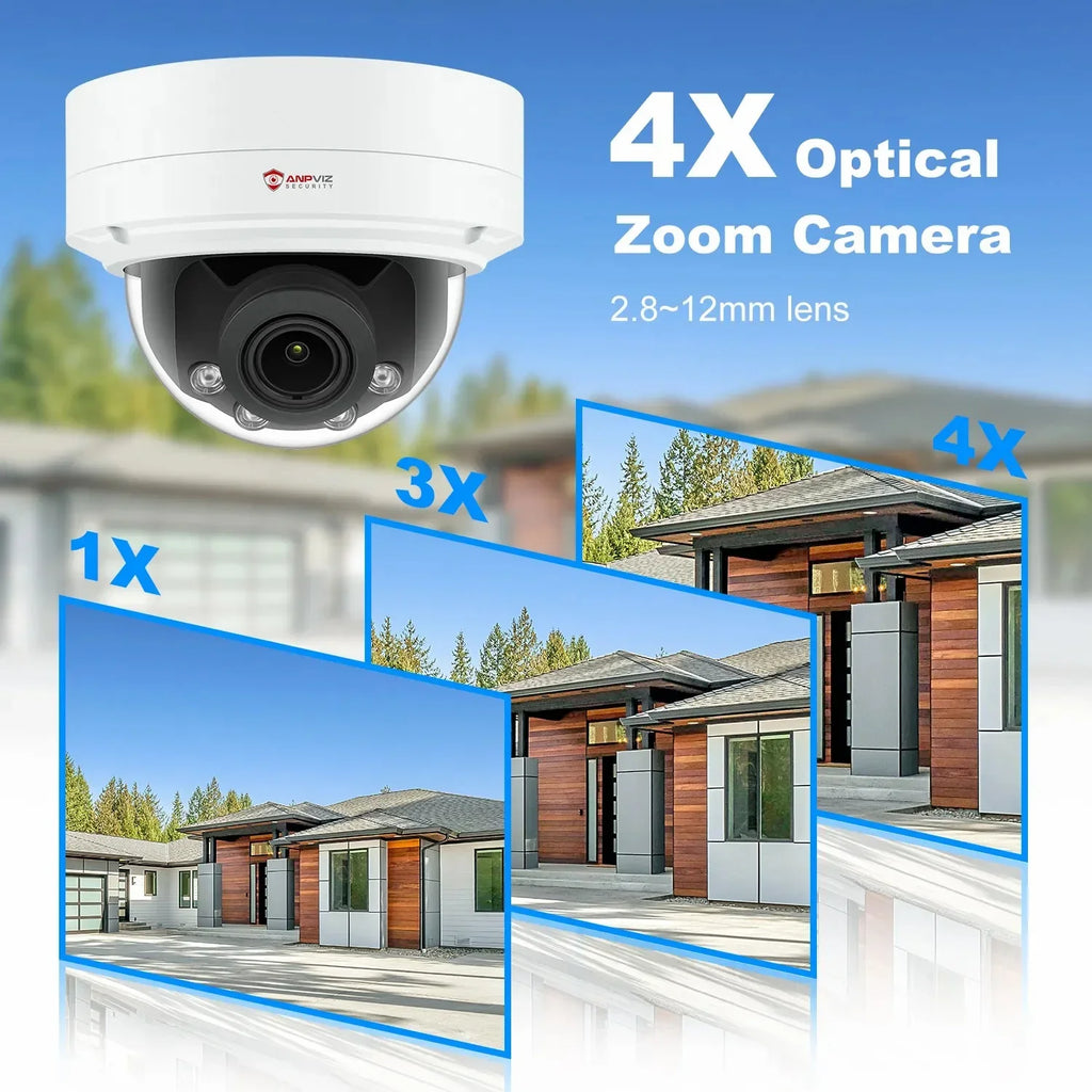 Detection Camera ANPVIZ Support in IP66 Human IP Camera Distance 8MP Mic Built 4X IR 30m H.265 Zoom Vehicle