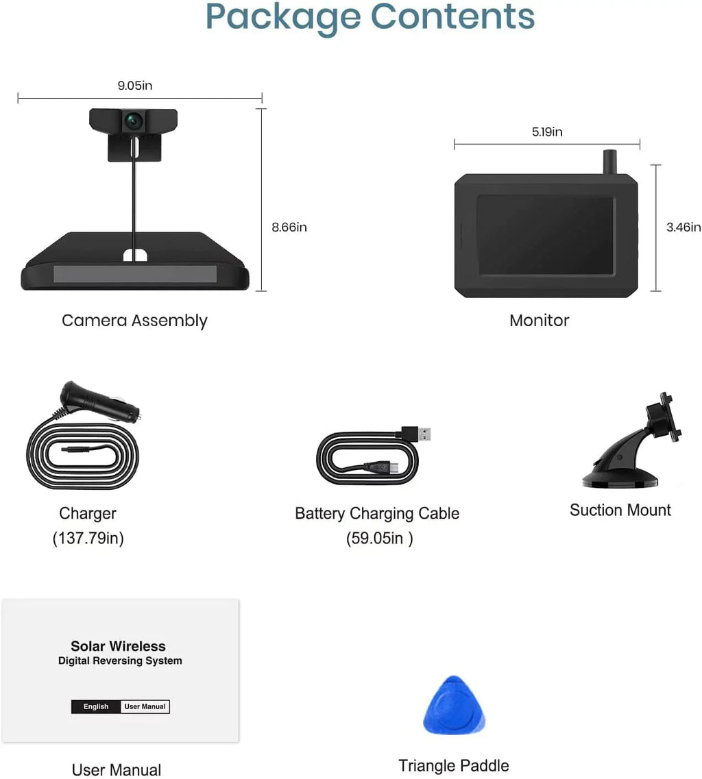 Night Vision Solar Backup Wiring Digital Pro BOSCAM Install Wireless No Camera Vehicle, DIY Rear Camera with No Wireless View Drilling SunGo for Most