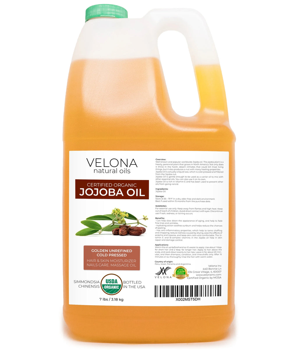 Hair, | Cold and Moisturizing Natural Organic Pressed, - Jojoba Cuticles Care, Oil| Oil Hexane 100% Free | USDA lb Carrier Stretch 7 Velona Body, Marks, Pure Golden, Unrefined, Certified Skin Face,