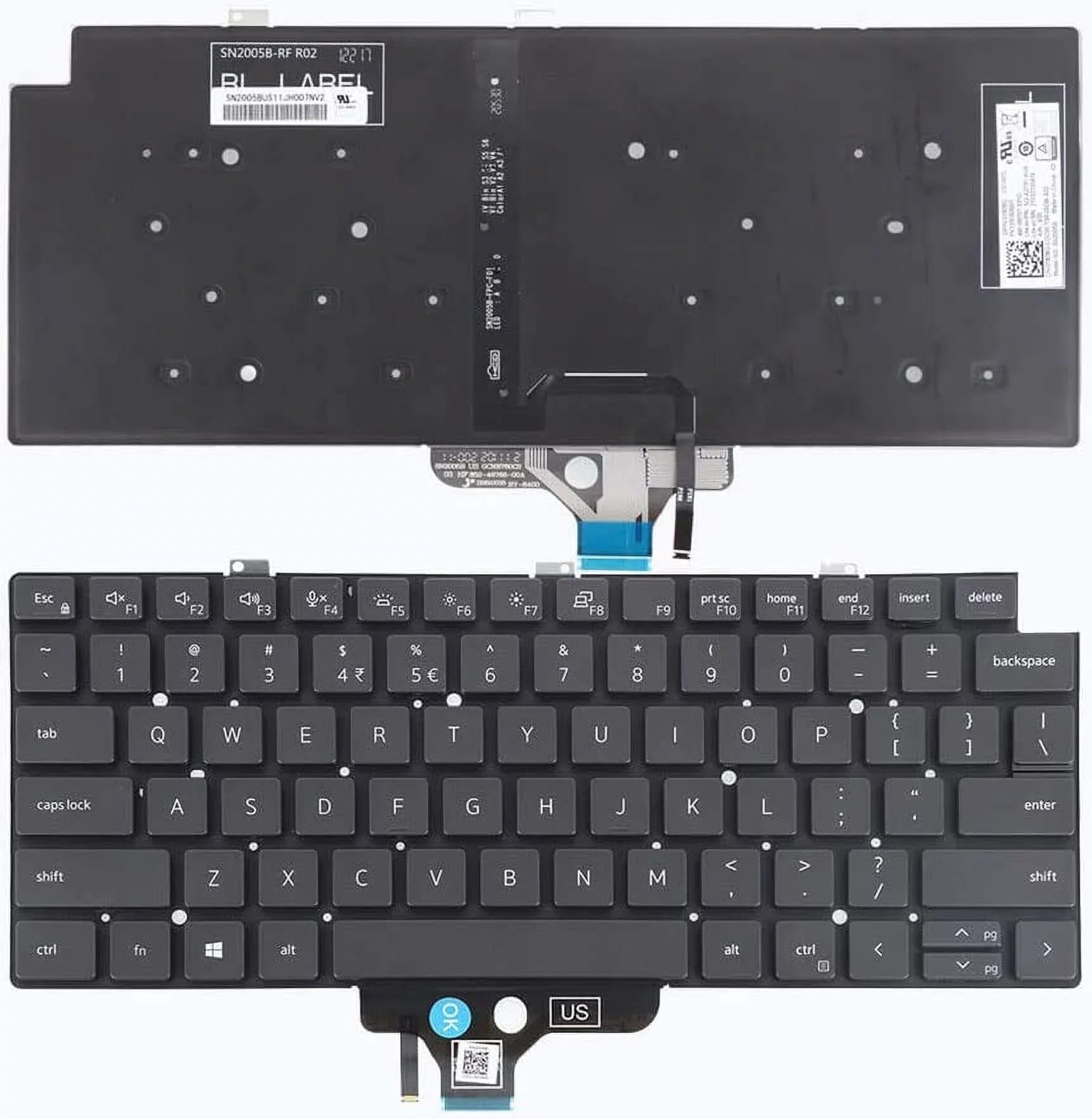 5320 2-in-1 Keyboard for Black Latitude 5320 palmrest) P/N:18YPJ 7320 US Backlit English 7310 Backlight 7320 018YPJ 2-in-1 New 7310 Dell 2-in-1 Light Laptop (Without
