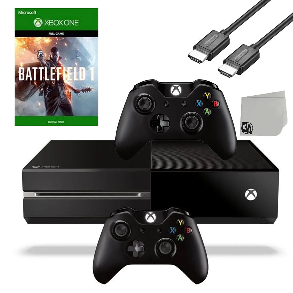 Cable Original Xbox 1 Game Included 2 Bundle Used One Black 500GB AXTION Controller Microsoft With BOLT HDMI Battlefield Console Gaming