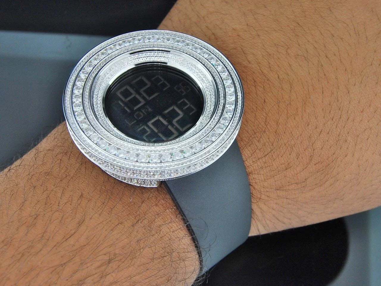 JoJino KC Mens ct Rodeo White Simulated Com Techno Joe Custom Diamond 15 Watch