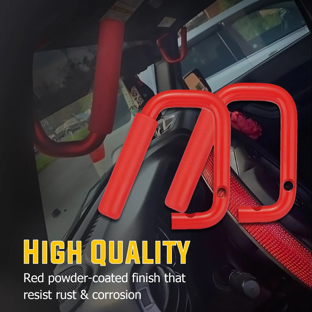 Aluminum Bar Coated Set Rear Wrangler for & JK Jeep Handles Front Grab 07-18 Full WEISEN- Red Powder