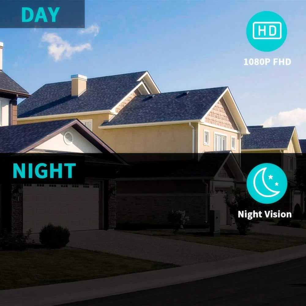 Weatherproof Camera Night Outdoor WiFi Netvue Security with Motion Detection Vision-White Surveillance Camera,