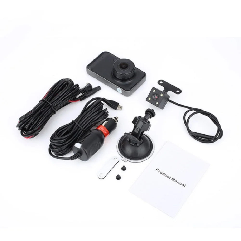 1080P recorder Driving car video DVR dual recording vision inch view rear HD 3 night recorder