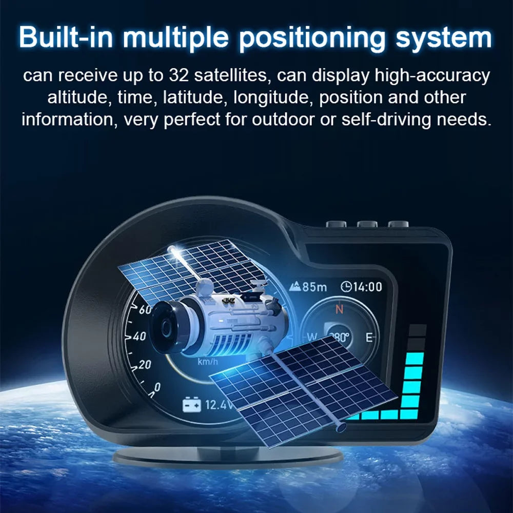 System Up Navigation, Head Display Andoer Dual Alarm, Test, Speed/Clock/RPM, GPS with Car Overspeed Brake