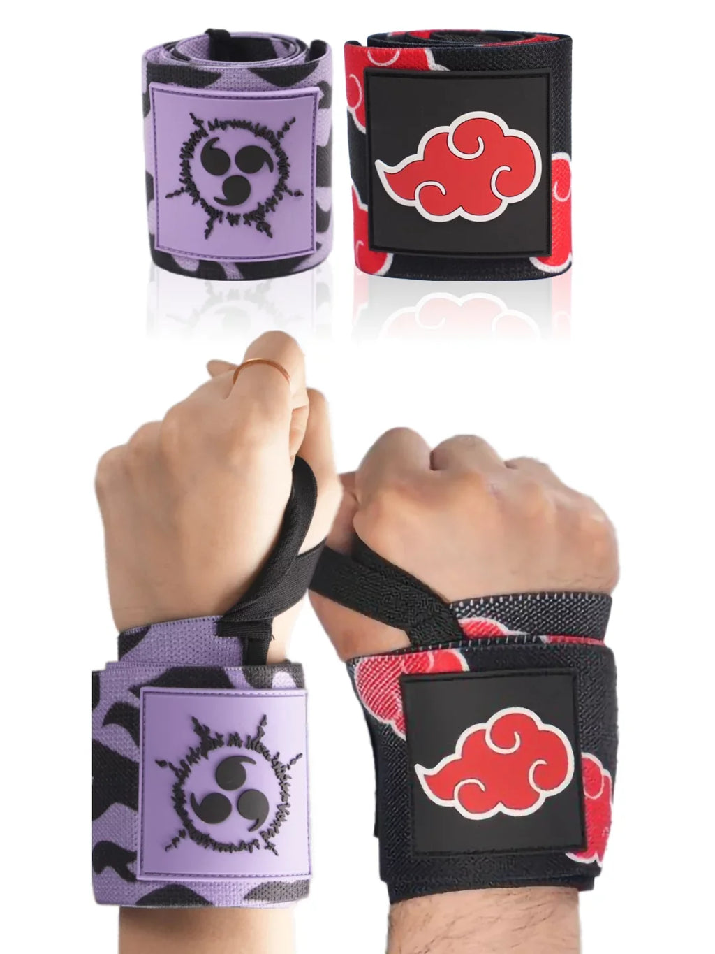 Powerlifting, 2 Women for Duo) and Anime and (Akat Workout - Accessories - Gym Training, Strength Improve Wraps Purple Pairs Weightlifting, Support Straps Men Bundle Lifting 24" Wrist