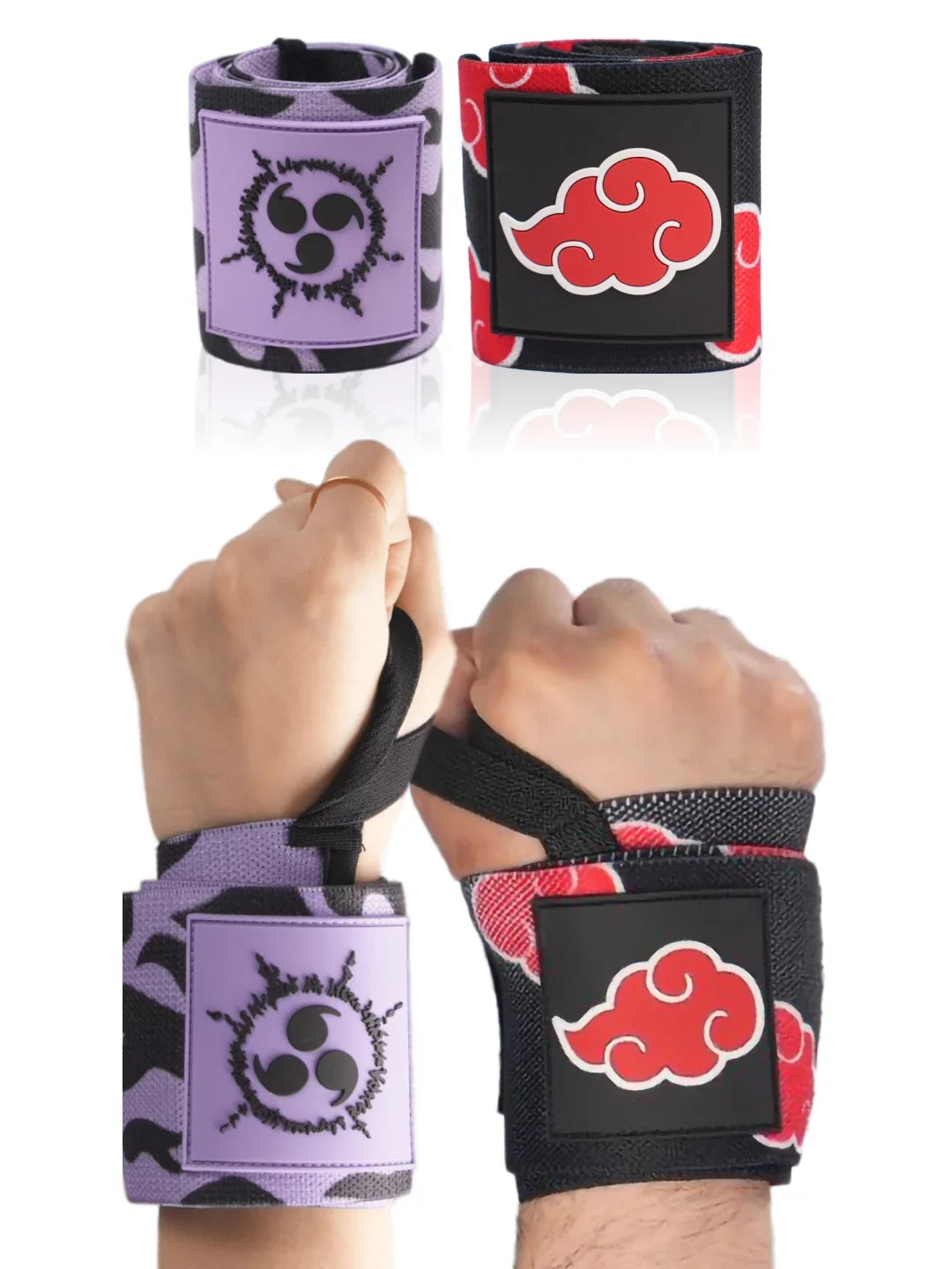 Powerlifting, 2 Women for Duo) and Anime and (Akat Workout - Accessories - Gym Training, Strength Improve Wraps Purple Pairs Weightlifting, Support Straps Men Bundle Lifting 24" Wrist