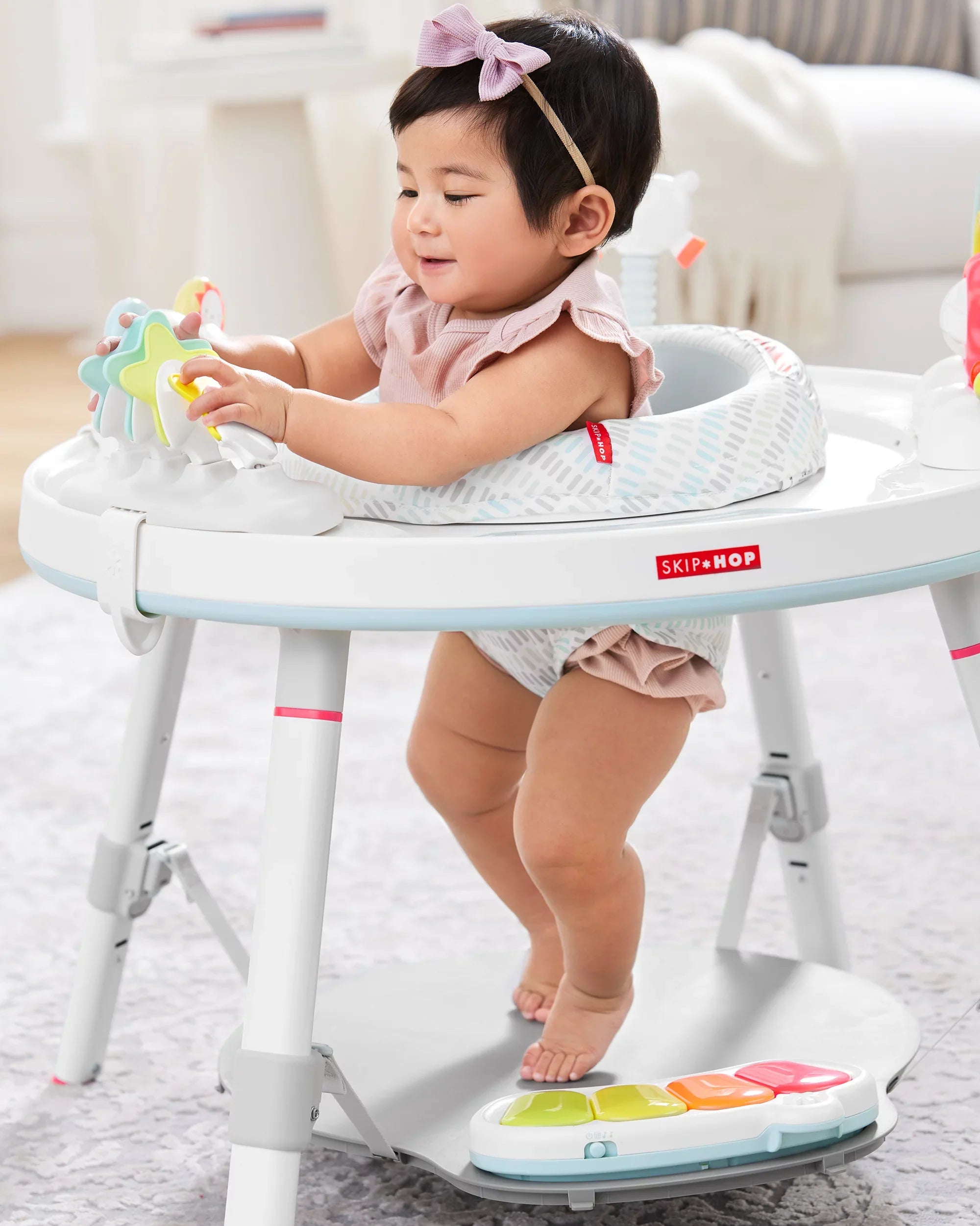 Baby Lining Skip 4mo+, with Play Grow-with-Me Hop Cloud Activity Interactive Center Silver Center: 3-Stage Functionality,