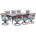 Dining Cambridge Dining Glass-Top in 9-Piece Blue Extra Seasons Table Large with Set