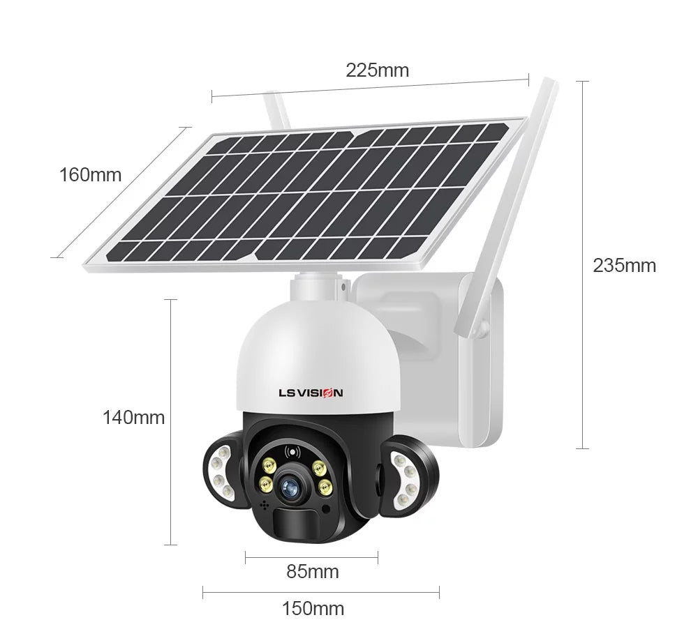 CCTV PTZ LS VISION Cameras WiFi Solar 4MP Outdoor System Security Wireless Waterproof