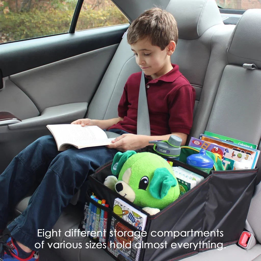 for Toys, Books, for Stitching Gear Compartments Maps, with Front/Backseat Lusso Storage Kids Car Black Games and Magazines, Featuring Great Adults, 8 Organizer Seat More Tissues, Documents,