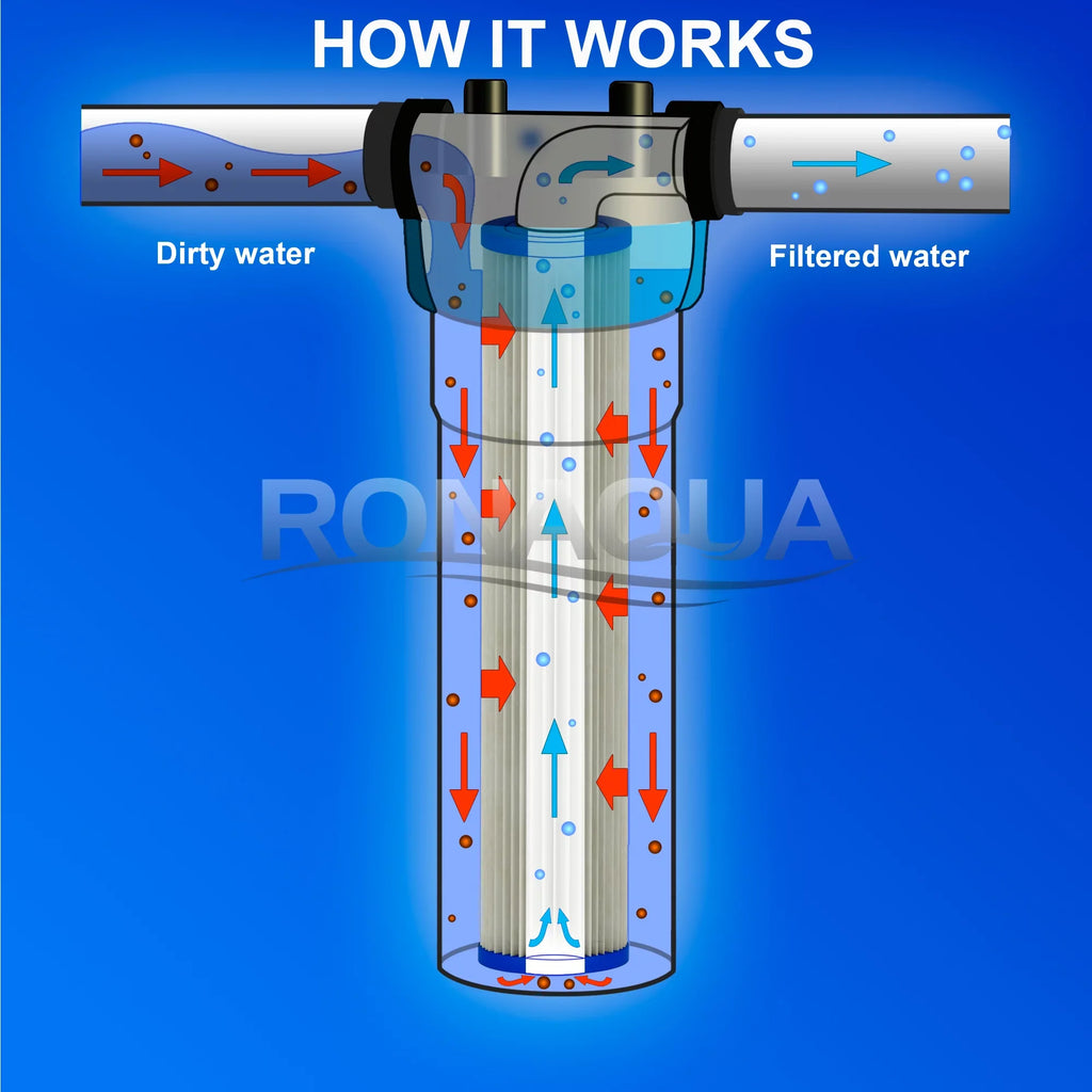 by Filter Life Dirt, Blue Extended & Big Surface Sediment Big 5 for (Set Area, Ronaqua Amplified 2) Filter Sand, Micron Rust, Washable Reusable Housing, Removes Pleated Blue 20" Silt, of
