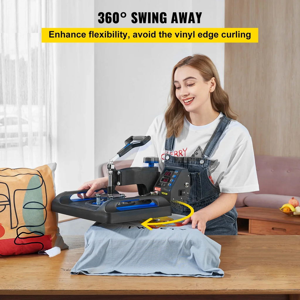 Pillow, Digital Vinyl 12" Pressing Surface, Anti-Scald Canvas Sublimation Machine, Fast Machine, T-Shirt with Swing Bag, Away Transfer x BENTISM Press Heating 360 Printer 15" Blue Heat