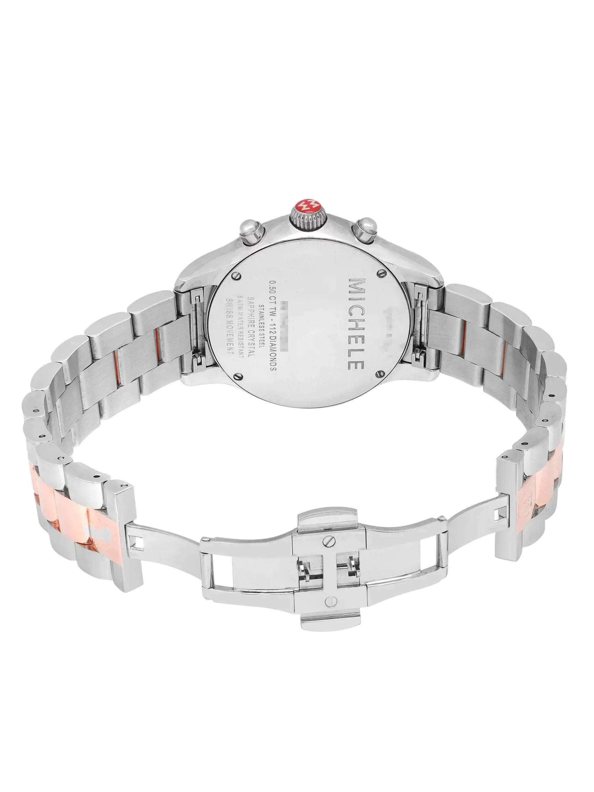 Watch 40mm Michele Steel Quartz Diamond MWW17A000017 0.50cttw Jetway Ladies