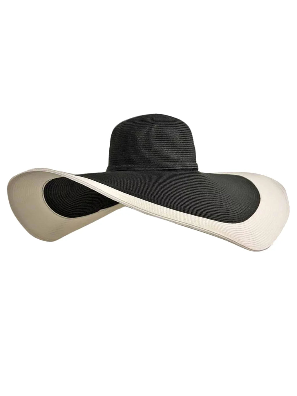 Brim Floppy & Black Hat Wide White With