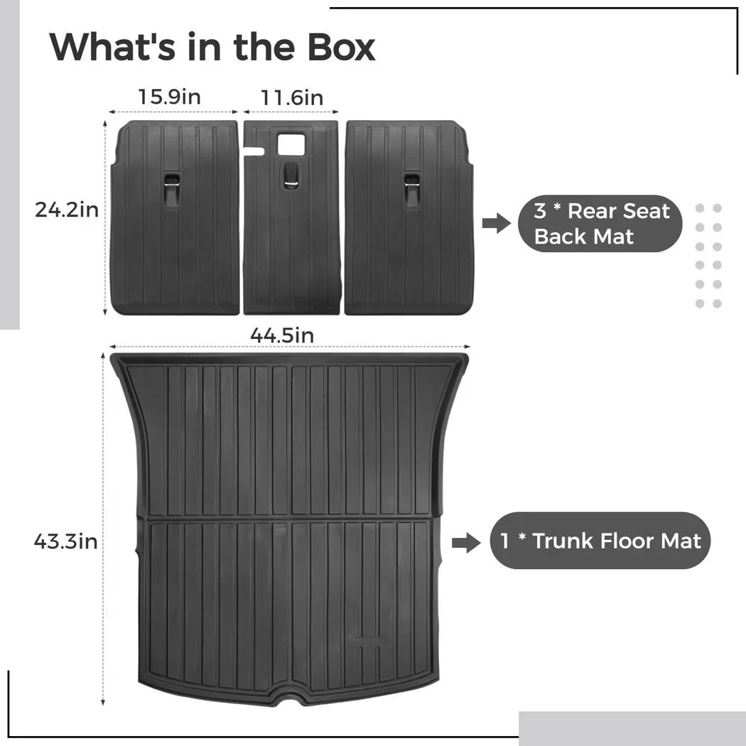 with Trunk Floor Trunk Y, Non-slip Waterproof Seat Tesla Mat, 2021 Liner Compatible Mats, Mats Back Model Floor Car and 3 2022 Weather 2020 Trunk Car Rear All