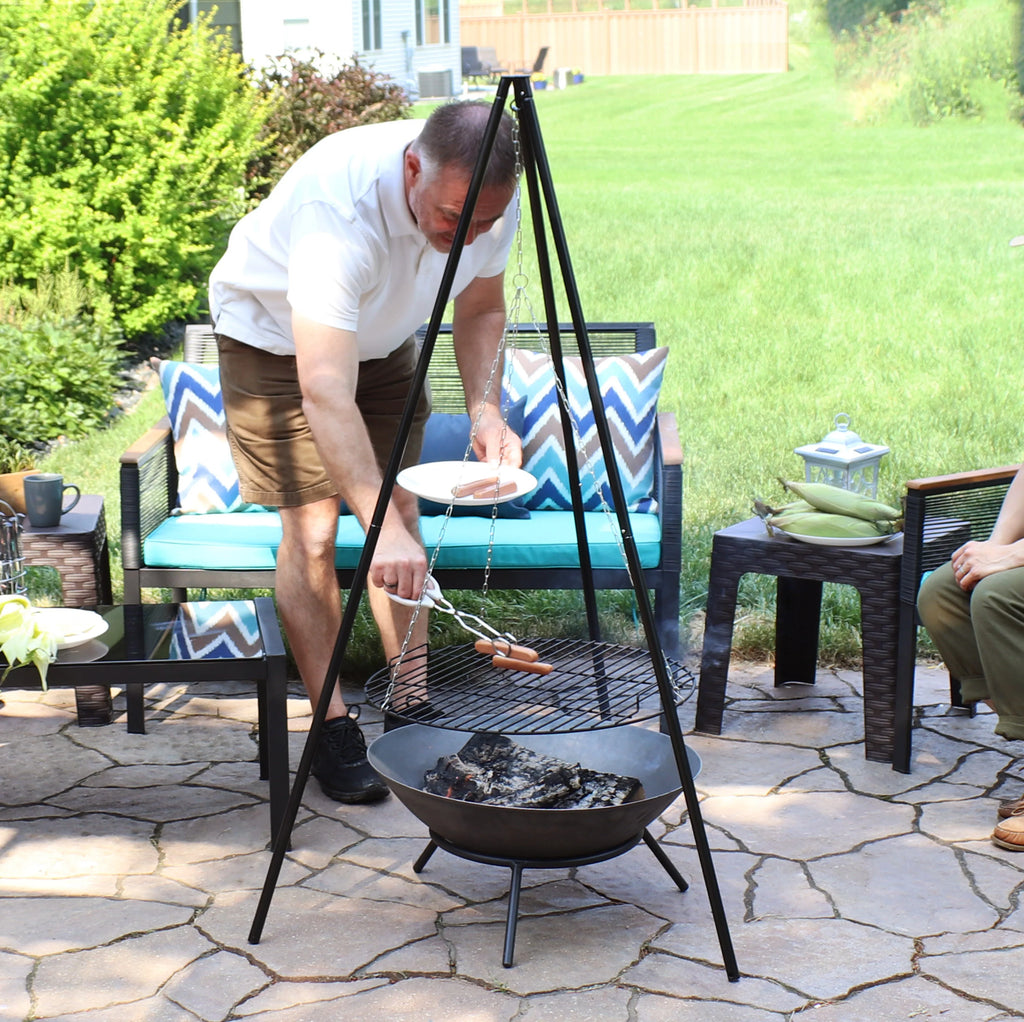 Grilling 22" Set with Diameter Sunnydaze - Cooking Grate Tripod