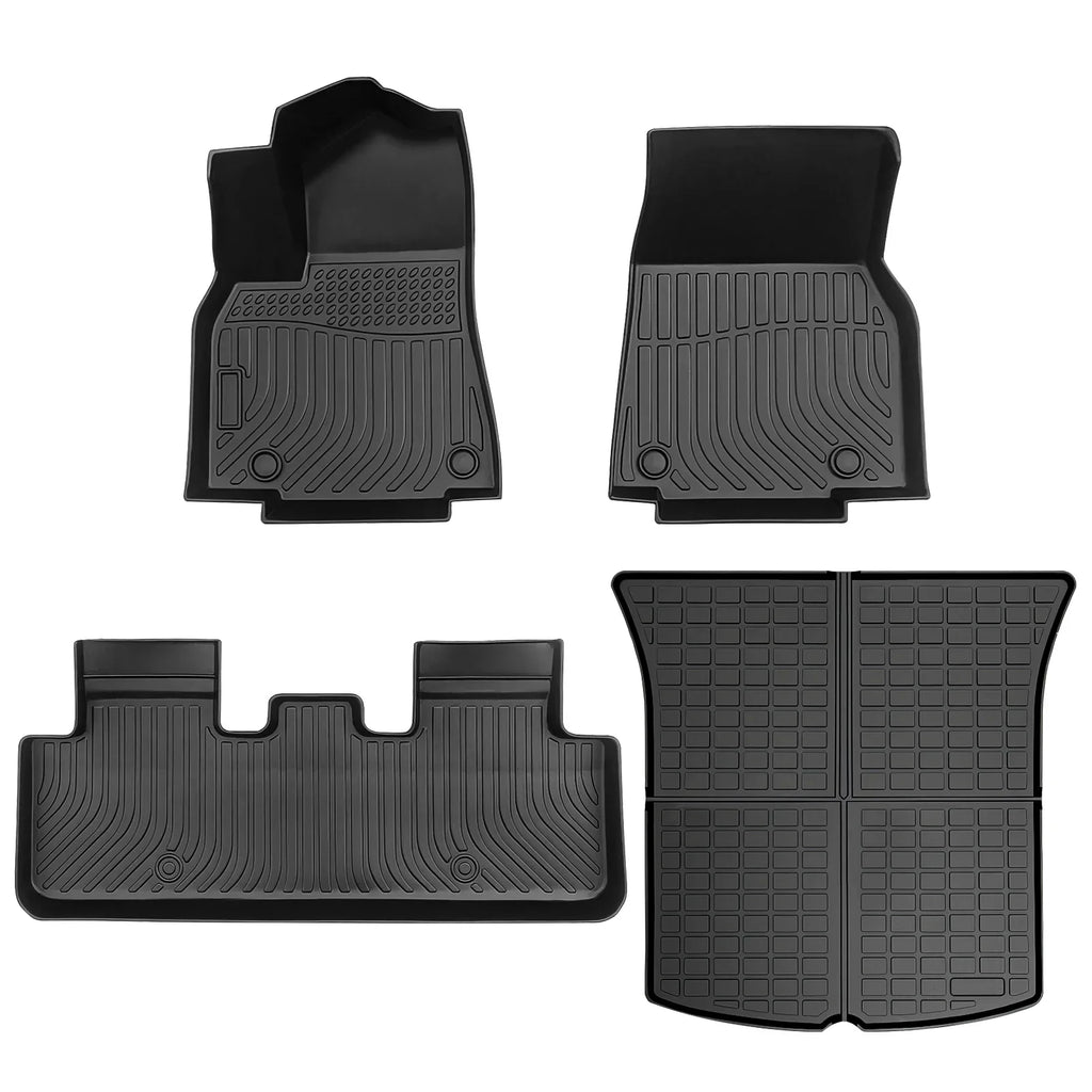 Custom MICTUNING Model Black All Tesla Compatible Liner Weather Y Trunk Non-Toxic, Non-Slip with Waterproof Seat TPE Mat 1st, 2021-2023, Fit, Protection Mats & 2nd 5 Set Floor Row