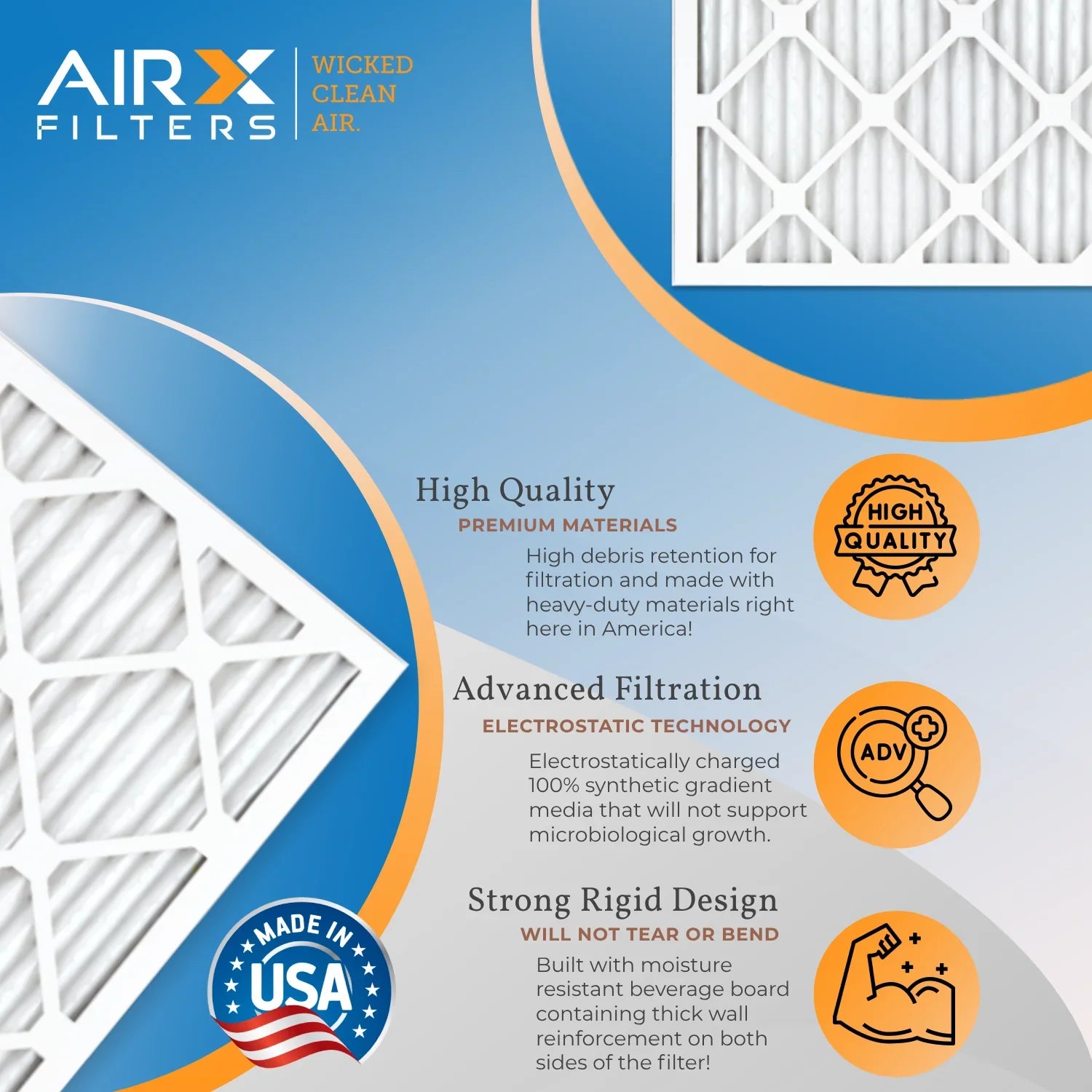 CLEAN FILTERS Comparable in AIRX Furnace Made 12 16x24x1 13 2200 9 to Filters AIR. Rating, - Filter by FPR of WICKED MERV Air 1500 USA & - MPR Pack