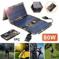 80W Bank Panel Outdoor Solar Camping Paddsun Phone Power Hiking Folding USB Charger