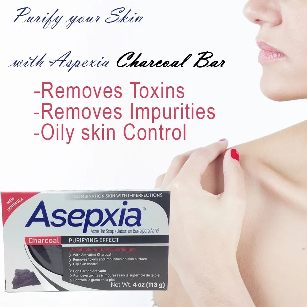 Removes 3 Oily Pack Helps with Acne Acid. and Impurities of Skin Salycilic 4 and oz. Charcoal for Bar Cleansing Blackheads. Asepxia Toxins. Soap