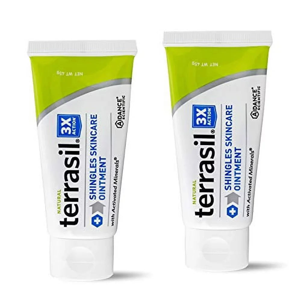 Cream Natural 45gm Shingles Pain Nerve Outbreaks Terrasil and Herpes 3X 2-Pack Patented Zoster Triple - Rash Causing for Action by Formula Treatment Tube - Painful