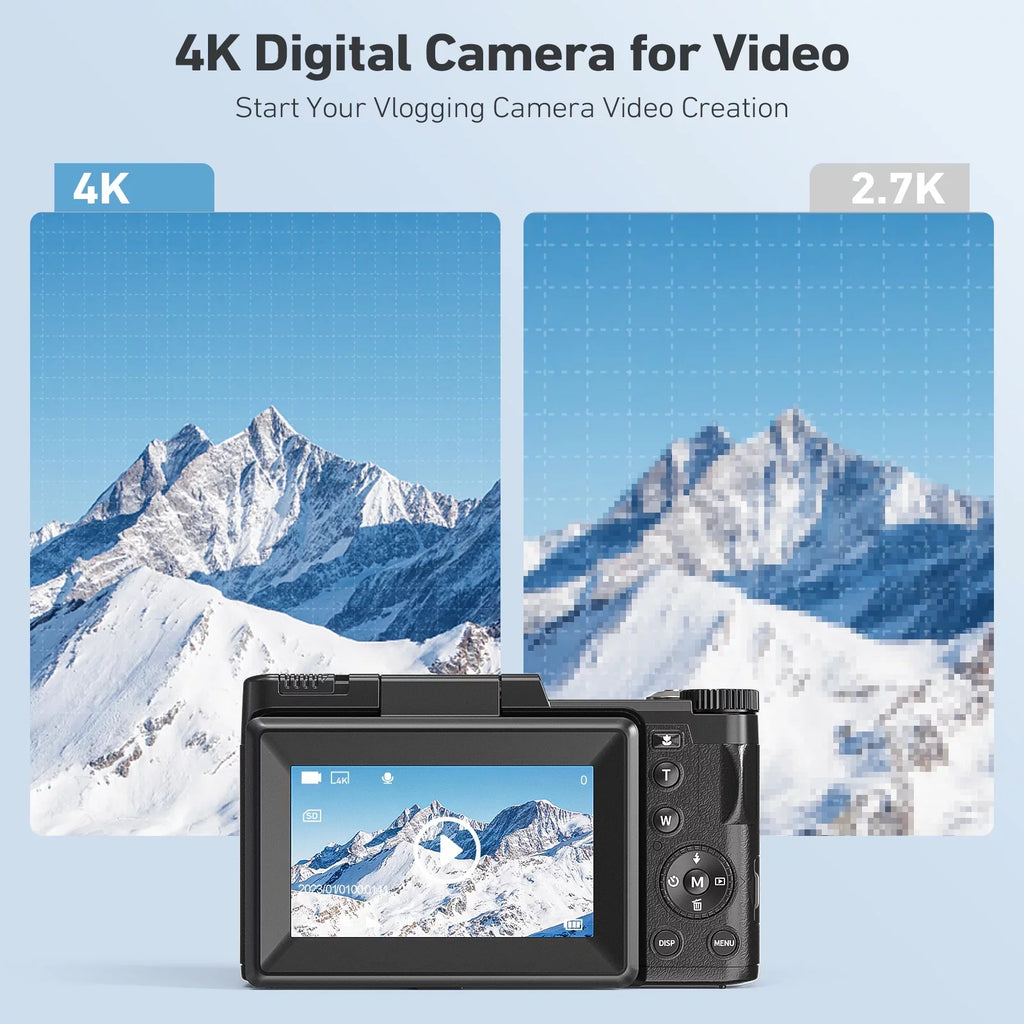 Screen Digital 16X Digital MARVUE Function Camera with Macro Camera YouTube Flash, for Zoom 180°Flip Vlogging Photography & 48MP Liftable 4K 3’’ Camera