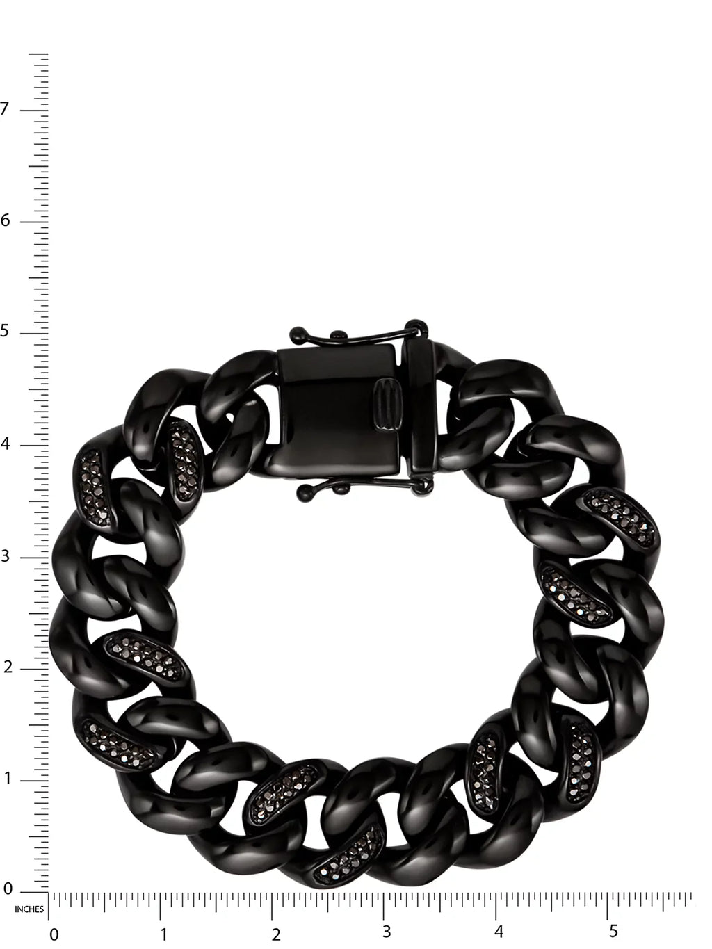 Stainless Simulated Steel Bracelet Curb Diamond O'Neal Black Plated Men's IP Shaquille