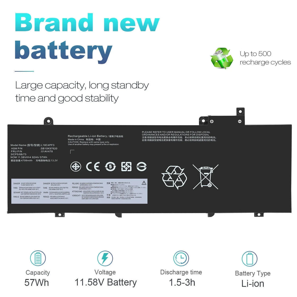 Lenovo 01AV479 Battery For ThinkPad SB10K97620 L17M3P72 01AV478 OEM T480S 57Wh