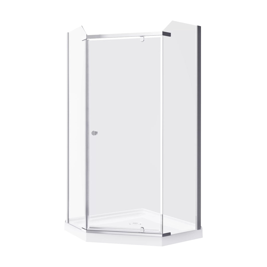 Kit Without Acrylic Neo Walls Cassidy Angle Bath With A&E Shower Enclosure Base