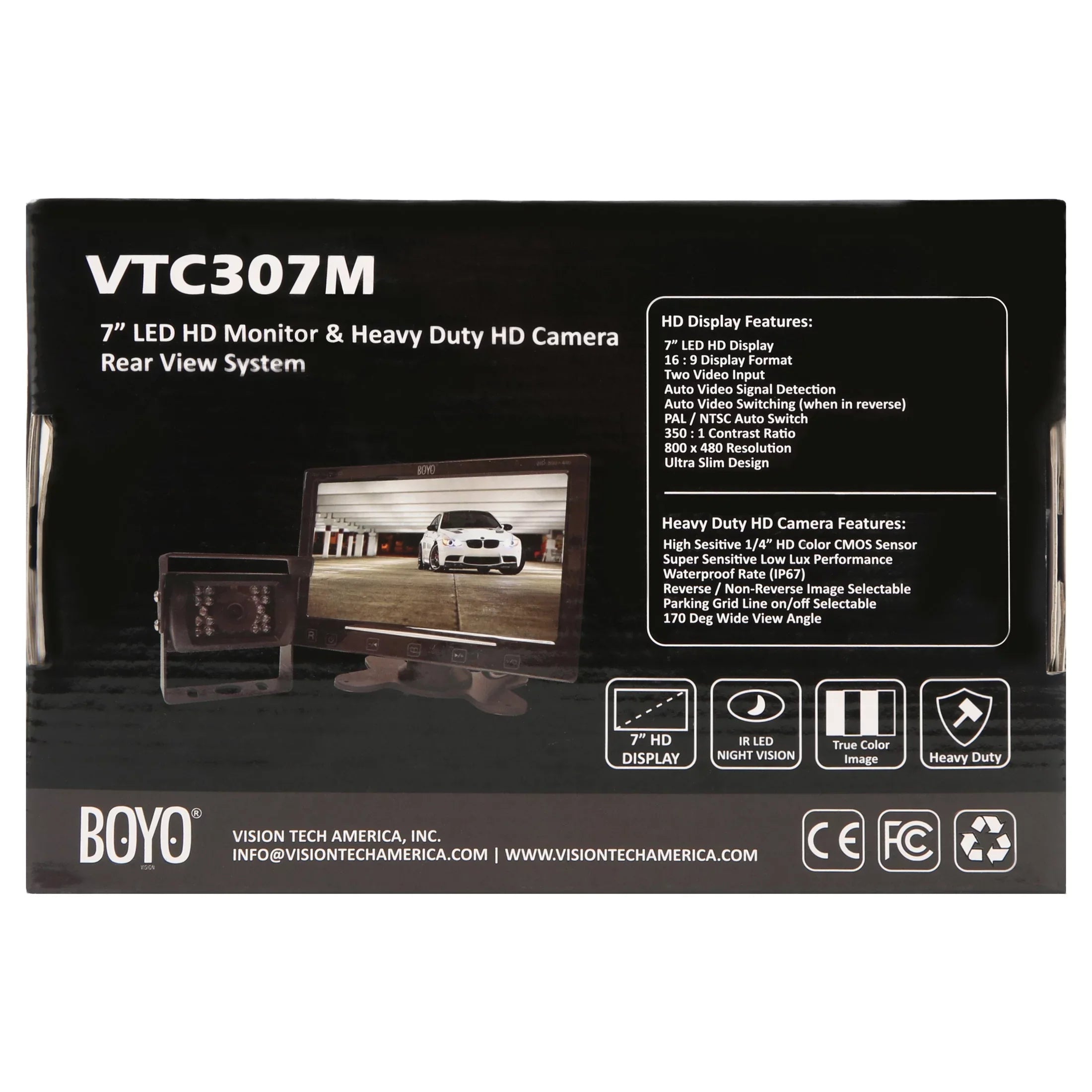 Backup and VTC307M Monitor 7" Camera System, Heavy-Duty BOYO