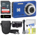 Kodak + Full Blue Wallet Zoom Tripod Camera + Case Memory Bundle PIXPRO HD FZ55 Video Digital Wide Cleaning 1080P + 16MP and + + LCD 64GB 2.7" Angle Camera Optical Reader Card 5X 28mm
