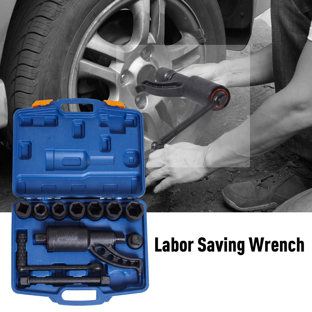 DURHAND Lug Wrench Set Labor W/7 Saving Torque Multiplier Nut Cr-V Socket