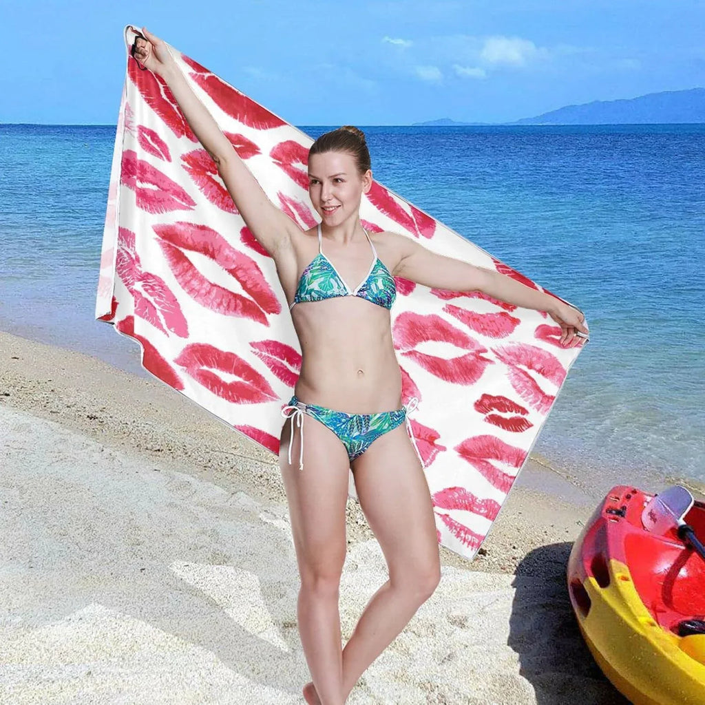 （159） Beach for - Oversized Holiday Towel Lightweight Swimming Lips Red Absorbent Towels Super Travel Compact Bestwell Quick Dry - Camping Towel