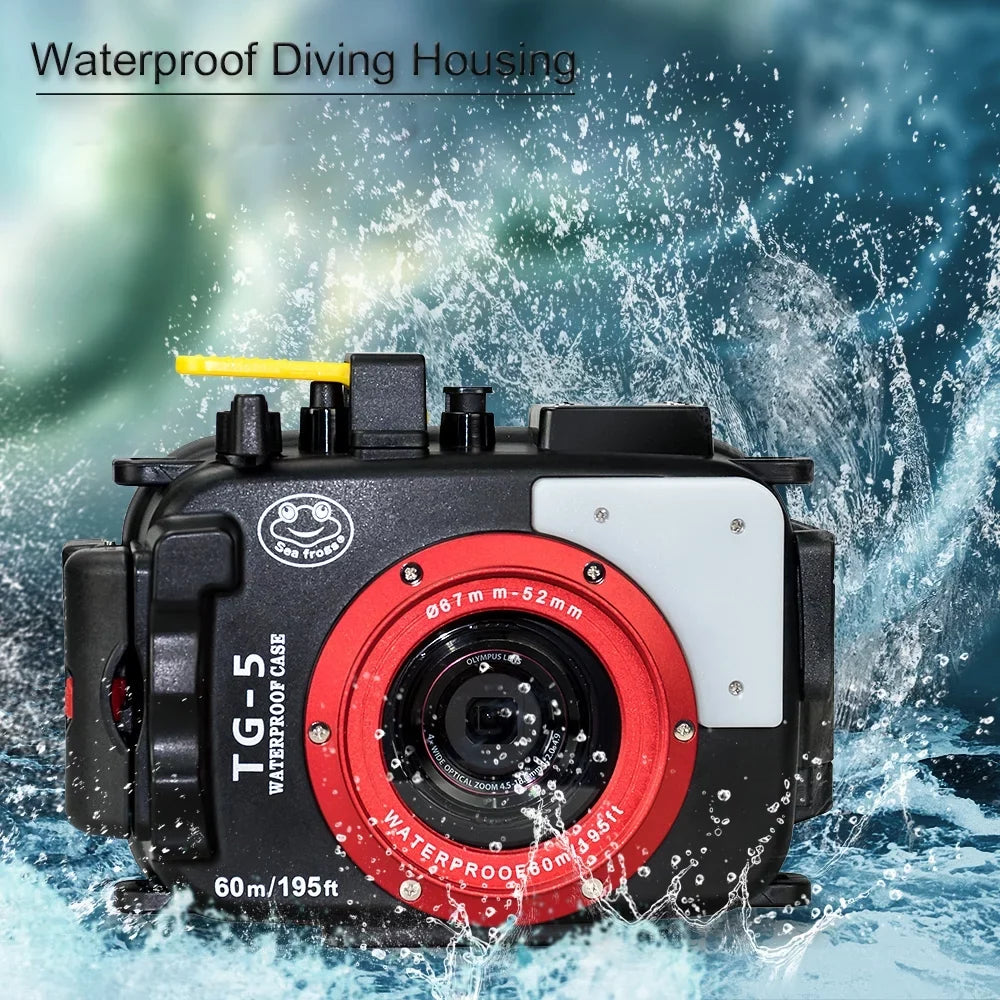 for Shell 60m/195ft Replacement Olympus Diving Case TG-5 Sea Protective frogs Housing Camera Underwater Waterproof Camera