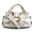 handbag gray Pre-Owned leather Bvlgari shoulder Chandra (Good) gold pearl BVLGARI bag ladies