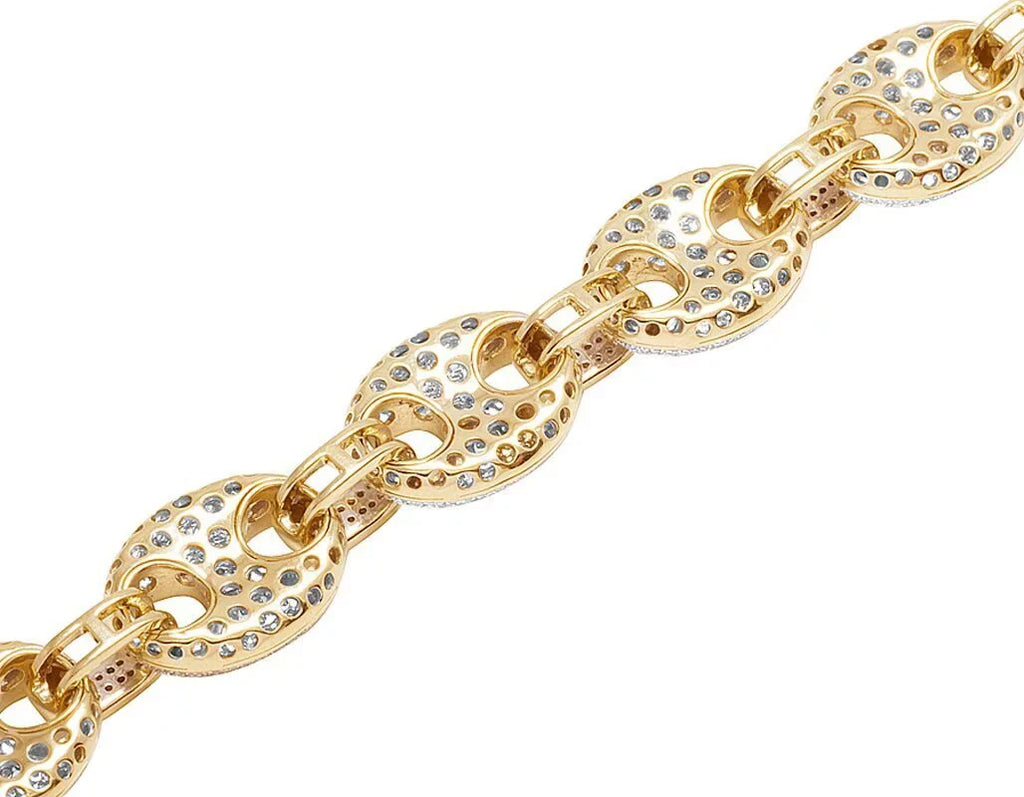 10K Puff 14MM Yellow 8.5" Gold Mariner GG CT Men's 5 Diamond Bracelet