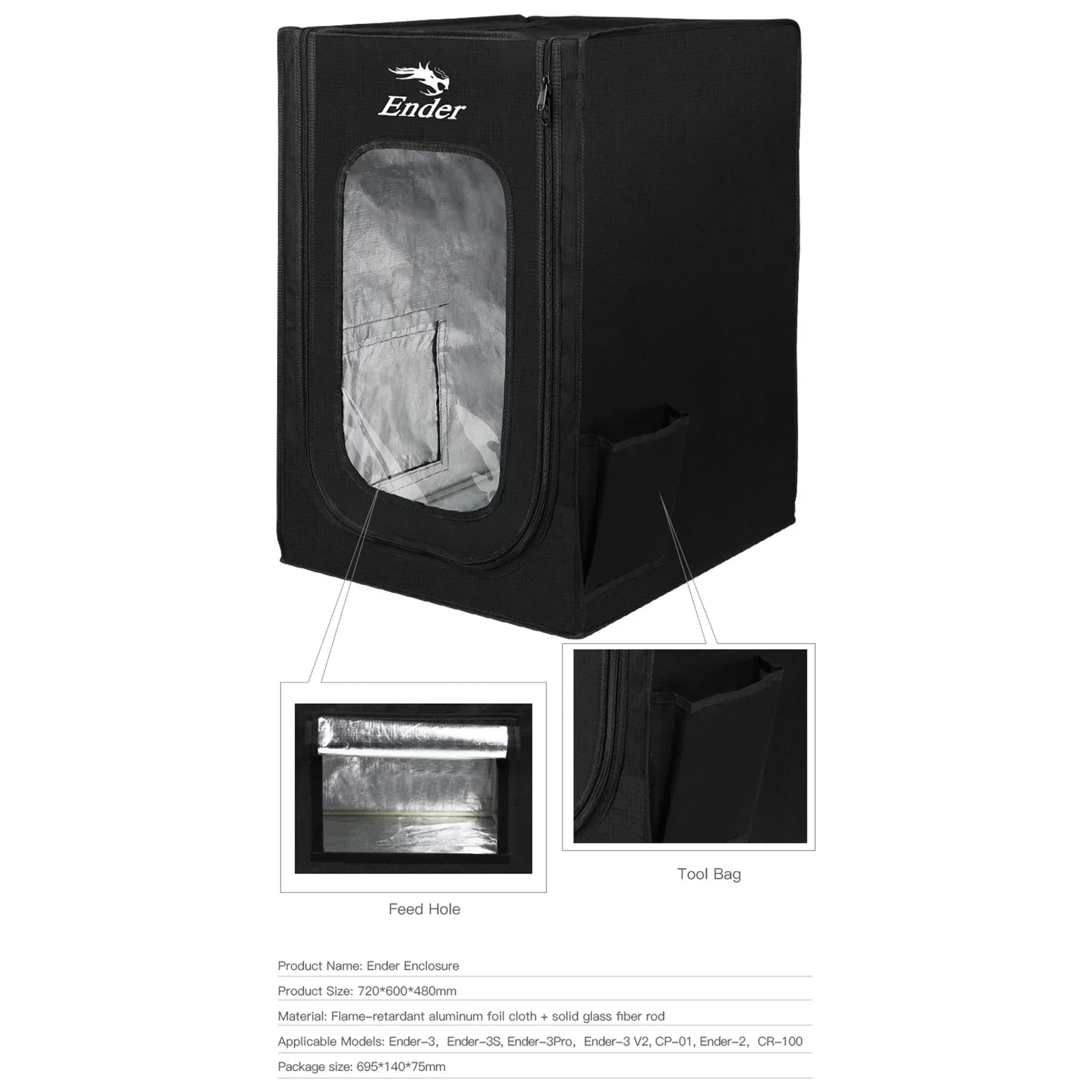 Printer Temperature Box Waterproof Tent Size Heating for Fireproof for CP-01/ Covers Ender-2/CR-100 Heating Printer Ender-3/Ender-3S 3D V2/ Ender-3pro/Ender-3 Detachable Enclosure Constant