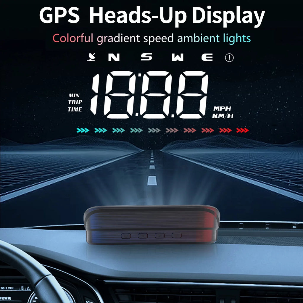 Time, Speedometer Car, Alert Ambient Speed & Distance, Travel GPS Heads-Up Over-Speed Apexeon Direction, Digital Display Light, for