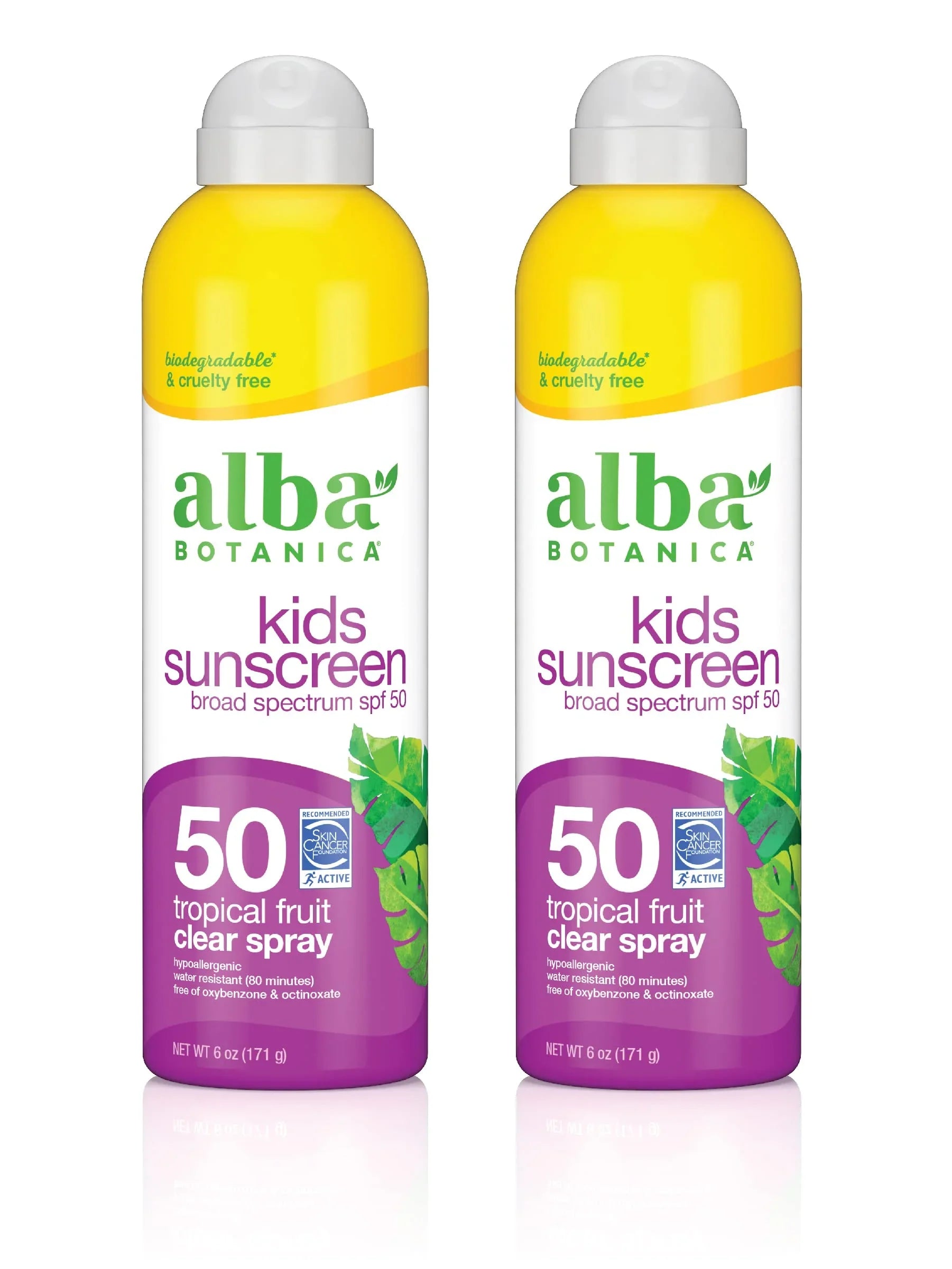 Bottle 6 Oz. Kids, Kids For Of Hypoallergenic, Botanica Sunscreen Spectrum Face For Fl. (Pack Broad Alba And Spf Sunscreen 2). 50, And Body, Tropical Fruit Spray Resistant Water