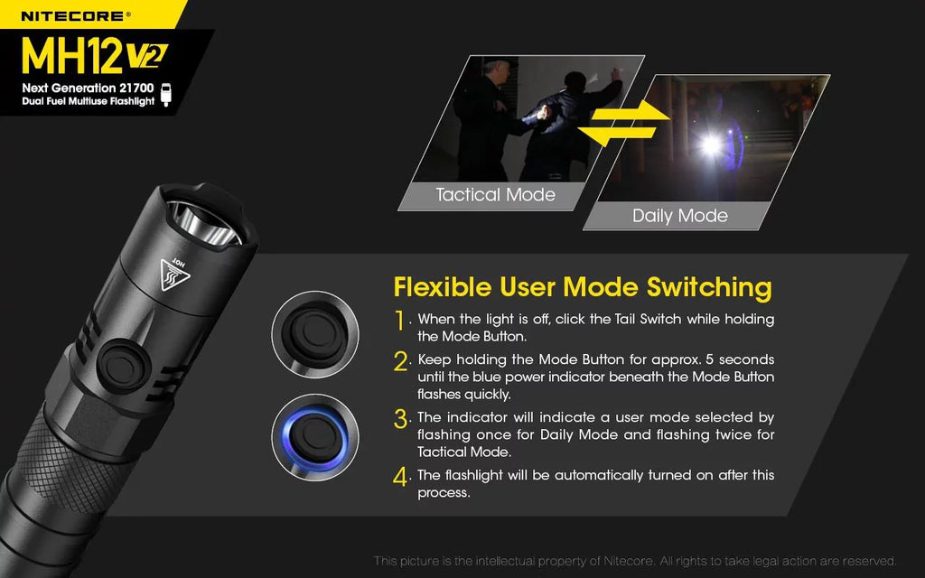 w/ XP-L2 Nitecore Battery Bank COMBO: Nitecore 21700 NB10000 LED 10,000mAh V6 V2 and CREE Lumens Flashlight MH12 Power -1200