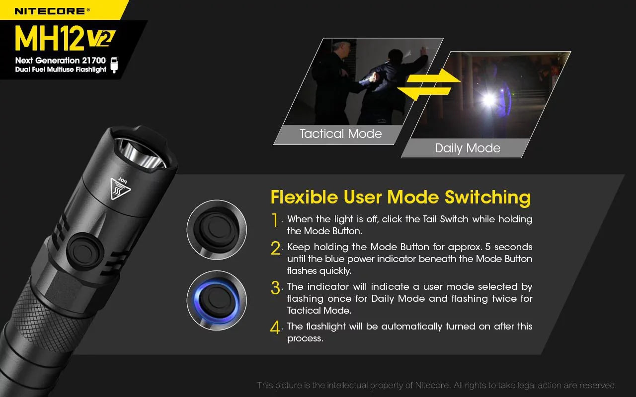 w/ XP-L2 Nitecore Battery Bank COMBO: Nitecore 21700 NB10000 LED 10,000mAh V6 V2 and CREE Lumens Flashlight MH12 Power -1200