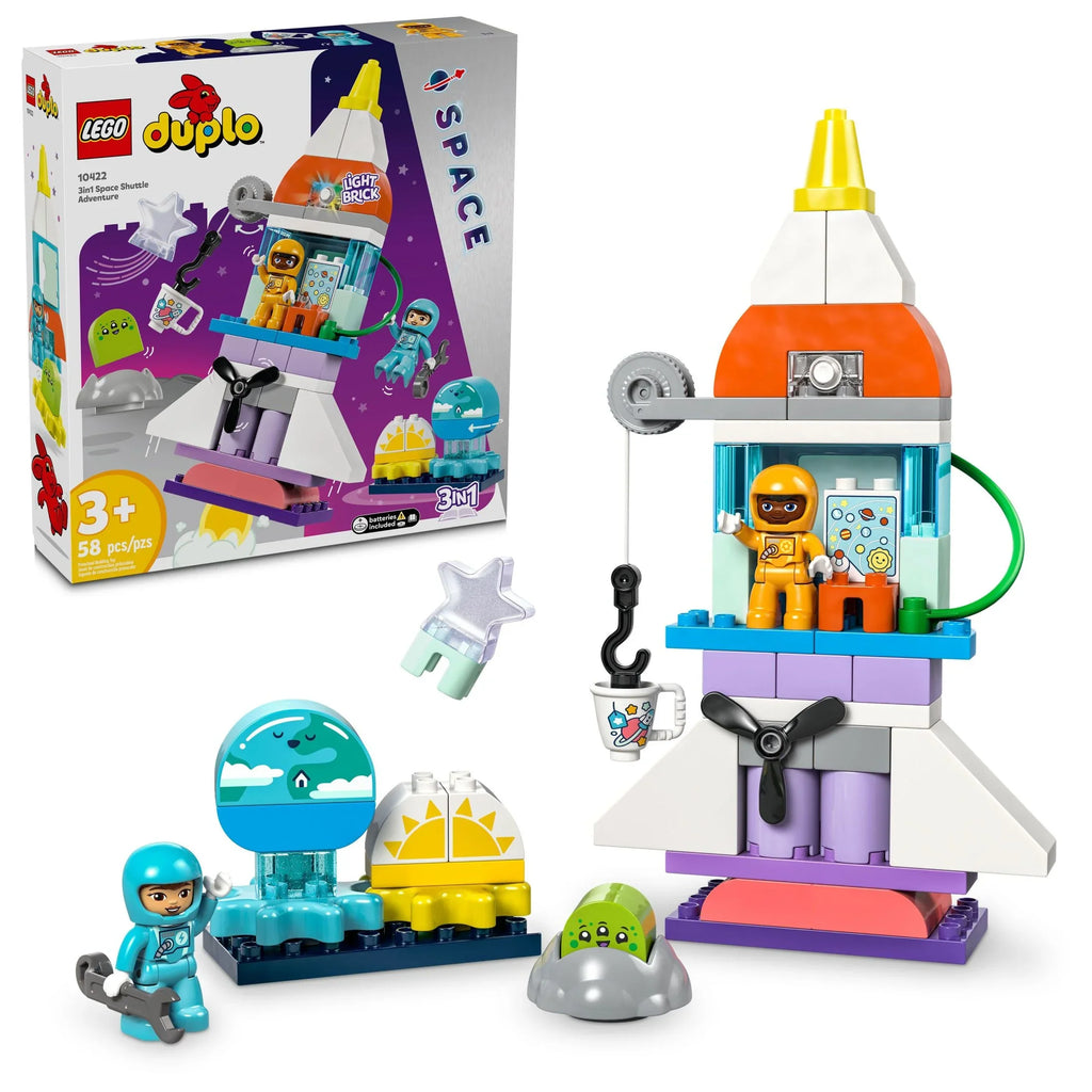and Set, Fine Building Toy Space Educational 3 Learning Ship 3-Year-Olds Preschool Rocket in Shuttle and 10422 Up, Develops LEGO Motor Space 1 Kids’ DUPLO Skills, Kids for Discovery Adventure