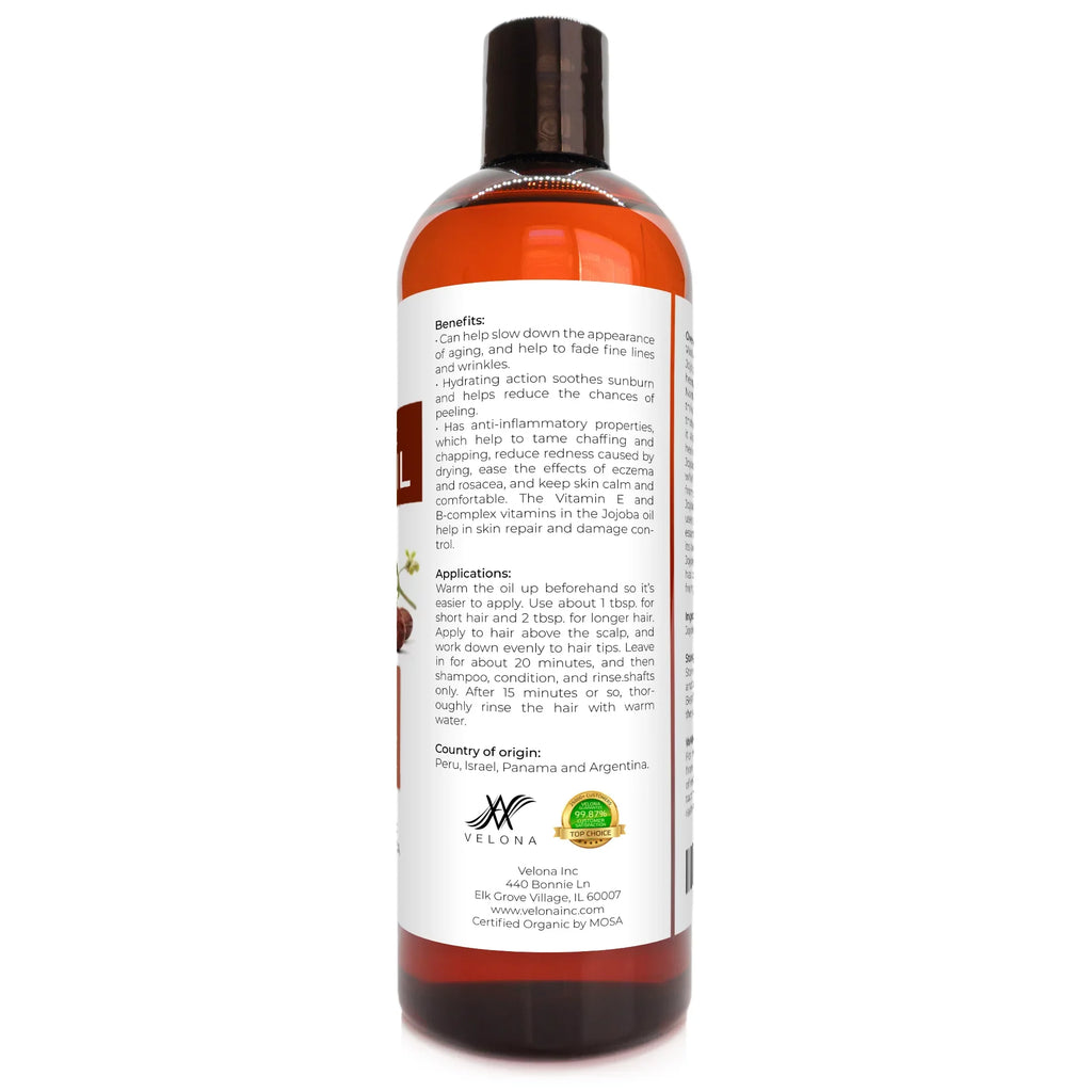 Hair, | Cold and Moisturizing Natural Organic Pressed, - Jojoba Cuticles Care, Oil| Oil Hexane 100% Free | USDA lb Carrier Stretch 7 Velona Body, Marks, Pure Golden, Unrefined, Certified Skin Face,