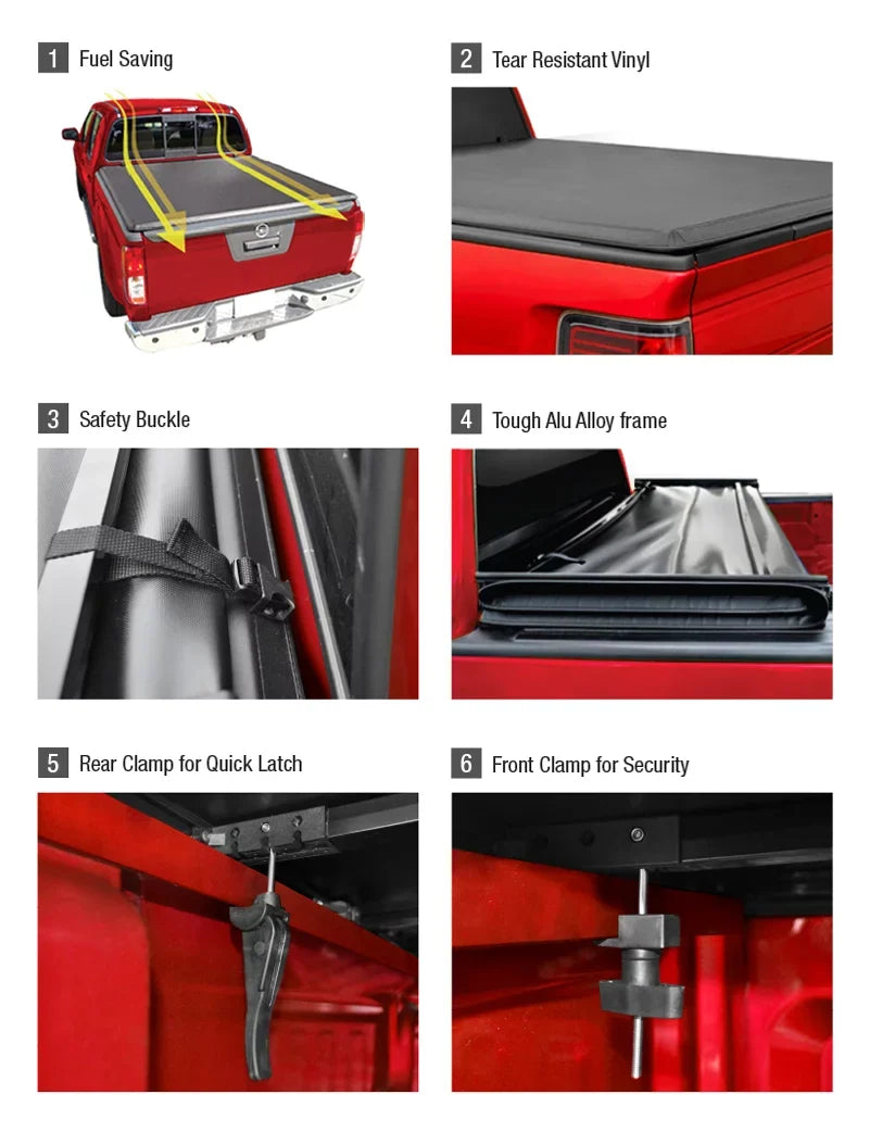 TCF371067 MaxMate Compatible 6' (73") 2019-2024 Bed | with Ford Ranger Soft Tri-fold Truck Bed Cover Tonneau |